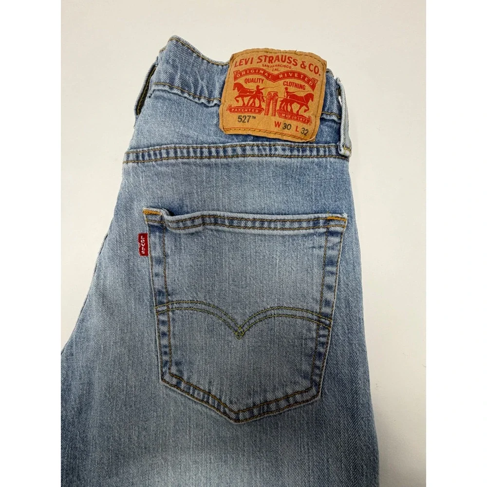 Levi's 527 Slim‎ Bootcut Jeans Mens W30 L32 Light Blue Denim Casual Western
